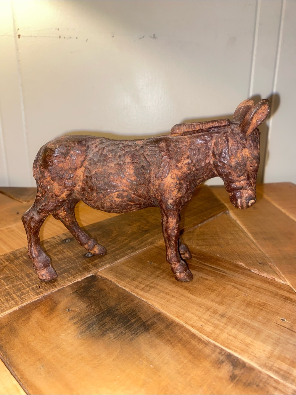 Rustic Cast Iron Donkey Sculpture
